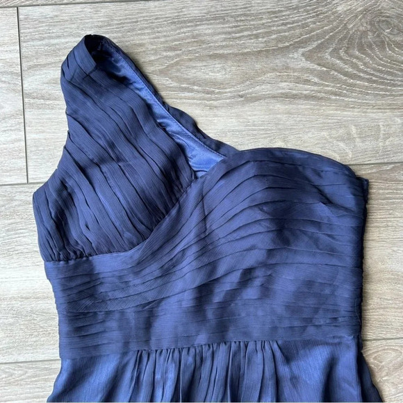 Minuet Navy Blue  One Shoulder Chiffon Maxi Dress Gown - Picture 5 of 15